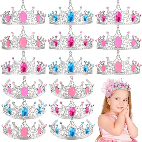 Party Favors Princess Crowns for Little Girls, 16Pcs Princess Dress Up Tiaras for Kids Jewelry Cosplay Accessories {1}