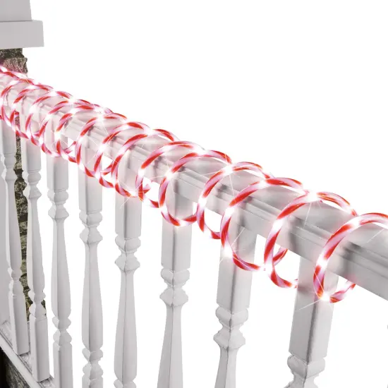 Collections Etc 18FT Candy Cane Holiday Rope Light w/ 8 Lighting Functions {2}