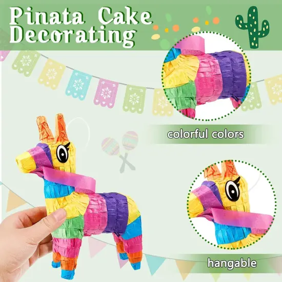 15 Pcs Fiesta Cupcake Topper Mexican Theme Cake Decoration Cactus Pi&ntilde;ata Taco Party Decorations with Wooden Sand Hammer and Foam Chili Decorations for Mexican Fiesta Party Baby Shower(Cute Style) {3}