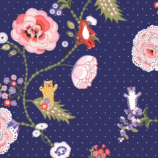 Cath Kidston Catnip Navy Wallpaper {2}