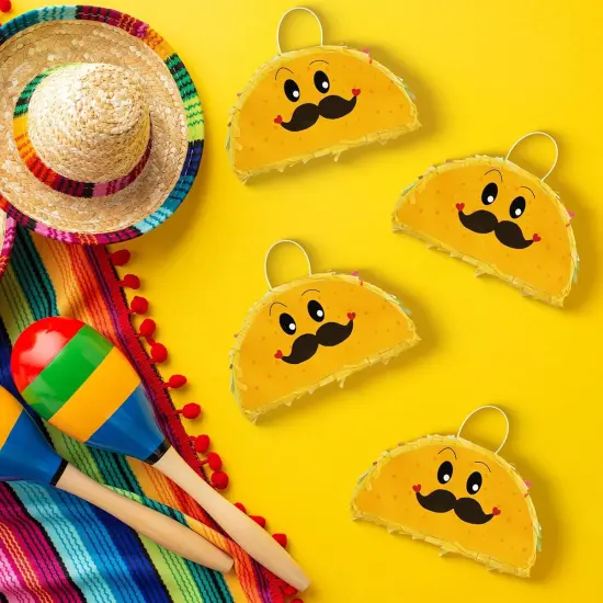 8 Pack Mini Pinata Mexico Taco Pi&ntilde;atas for Cinco De Mayo Party Fiestas Pi&ntilde;atas Birthday Celebrate Party Decoration Fun Taco Tuesday Event, 6 x 2 x 3.5 Inches {4}