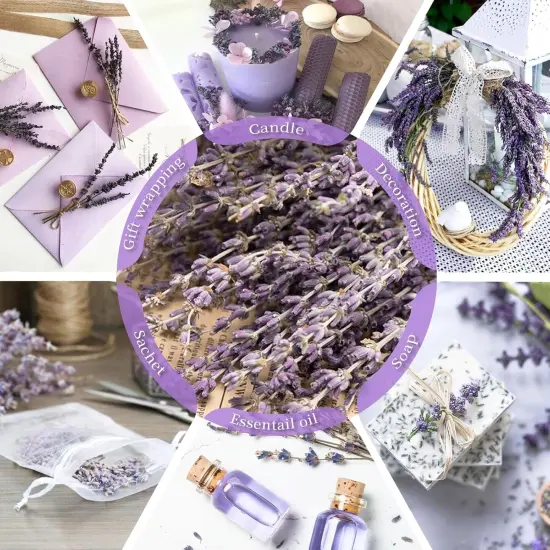 Dried Lavender Flowers Bundles, Natural Dry Lavender Flowers 440-480 Stems 16'' for Vase Home Wedding Party Decoration Arrangements Fragrance 4 Bundles {3}