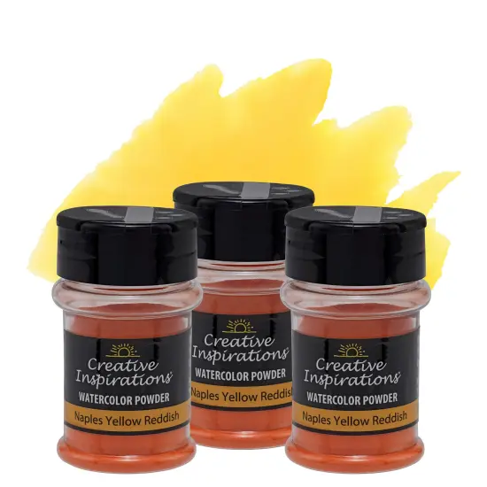 Creative Inspirations Powder Watercolor Paint 3 Pack - 38g Shaker Bottle, Naples Yellow Reddish - Dye-Based Water-Soluble Crystalline Pigments - Non-Toxic, Perfect for Abstract and Spontaneous Effects {1}