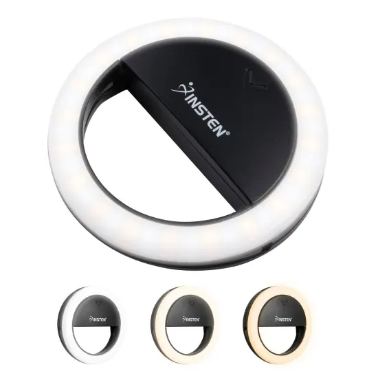 Insten Video Conference Lighting Kit For Cell Phone Laptop, LED Mini Ring Lights, Dimmable, Button Control, Black {4}