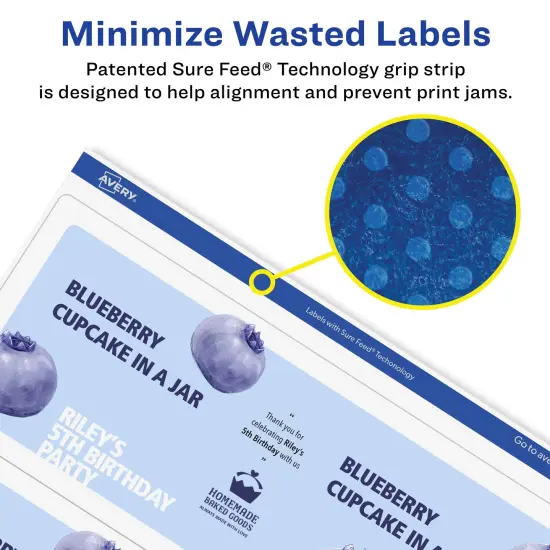 Avery Matte White Removable Rectangle Labels with Sure Feed Technology, 3-1/4" x 8-3/8" {4}