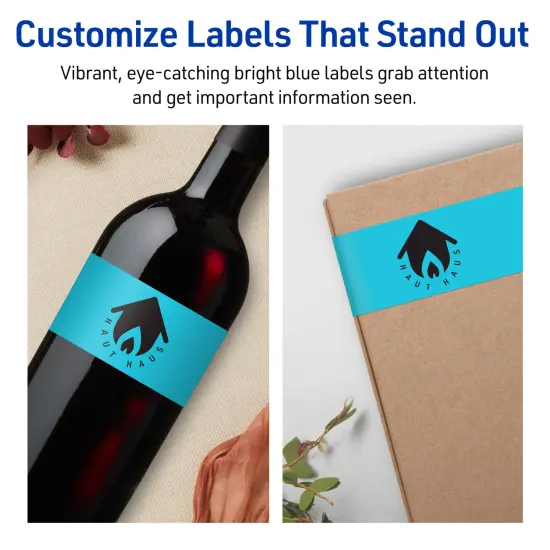 Avery Bright Blue Paper Labels, 1" x 7" Rectangle {3}