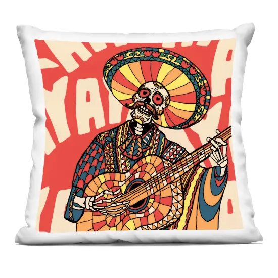 Stupell Industries Day Of Dead Guitarist Skeleton Decorative Printed Pillow design by Ali Gulec, 18 x 7 x 18 {1}