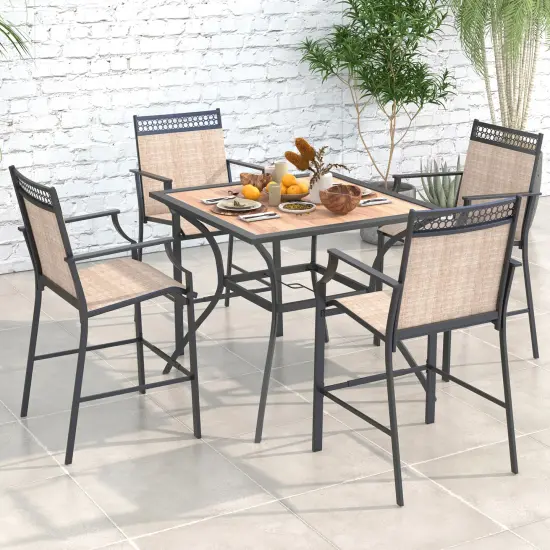 Patio Dining Table for 4 Square Bistro Table with Umbrella Holes {3}