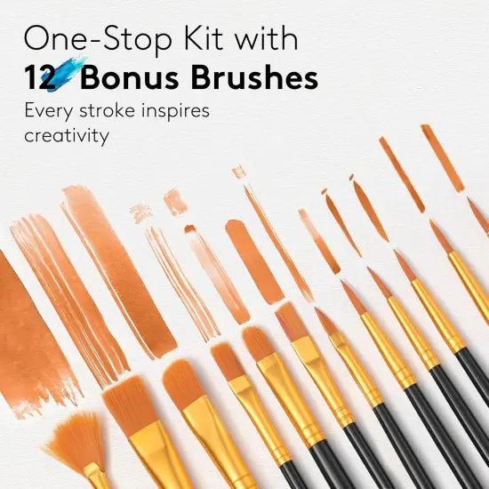 Acrylic Paint Set, 24 Colors (2 oz/Bottle) with 12 Art Brushes, Art Supplies {4}