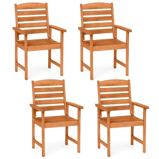 Costway Patio Chairs Set of 2/4 with Inclined Backrests and Slatted Seats for Deck {1}