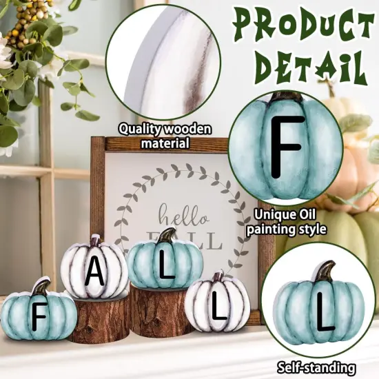 4 Pieces Fall Pumpkin Wooden Signs {2}