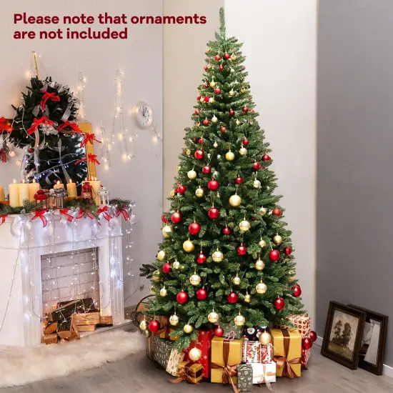 Costway 8 FT Pre-Lit Artificial Christmas Tree with 360 Warm White LED Lights Metal Stand {4}