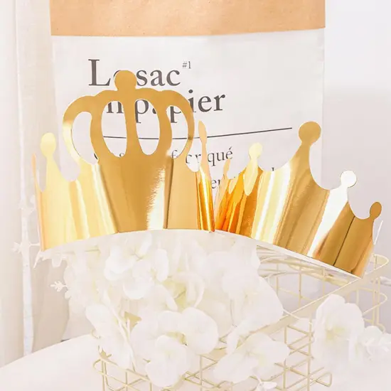 46 Pcs Paper Crowns for Kids to Decorate Birthday Party Hats Gold {5}