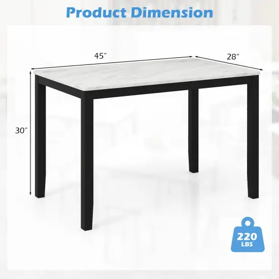 MDF Dining Table with Faux Marble Top and Sturdy Rubber Wood Frame {5}