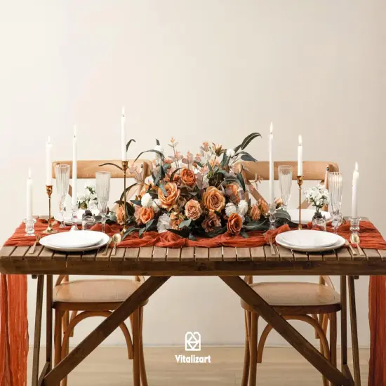 Cheesecloth Table Runner 10ft Gauze Boho Rustic Terracotta Cheese Cloth- 120 Inches Burnt Orange {4}