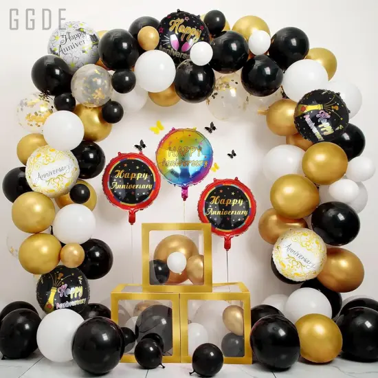 6 Pcs Anniversary Mylar Balloons Round Foil Helium Balloon {5}