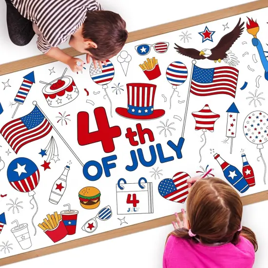 1 Pack Fourth of July Coloring Tablecloth for Kids {1}