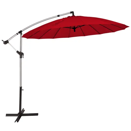 Costway 10ft Patio Offset Umbrella W/ Crank and Cross Base Aluminum {2}