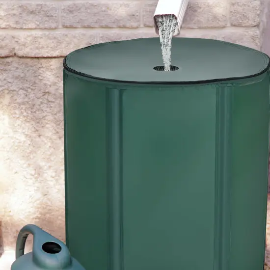 60 Gallon Green Portable and Foldable Collapsible Rain Barrel Water Collector with Mesh Top {6}