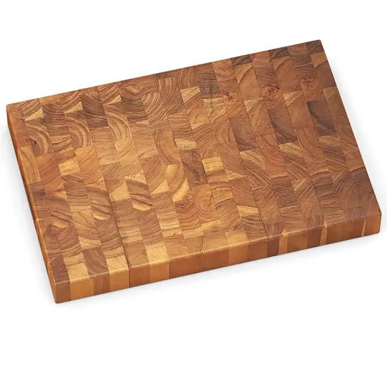 End Grain Teak Wood Cutting Board Reversible Butcher Block with Hand Grips {4}