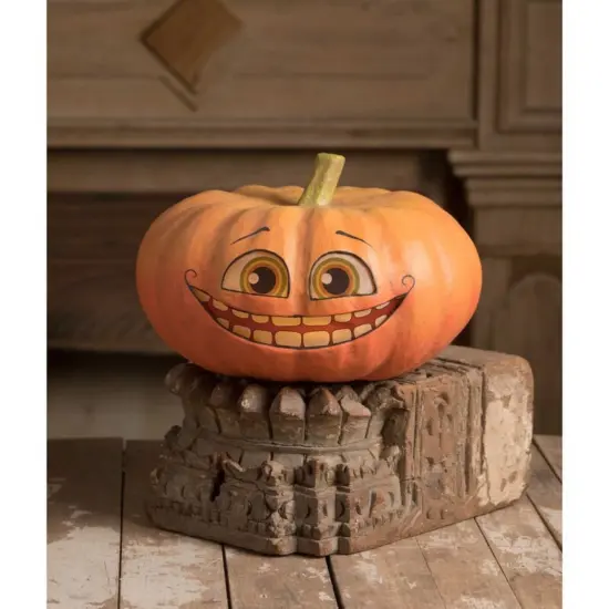 Bethany Lowe 6.75 In Smiley Jack Halloween Figurine , Lightweight Halloween Decor Vintage Style Orange {3}