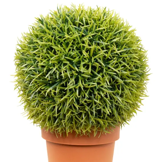 Northlight Potted Two-Tone Artificial Grass Ball Topiary Plant - 18" Green {4}