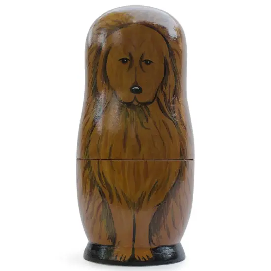 5 Dogs Wooden Nesting Figurines 6.5 Inches {4}