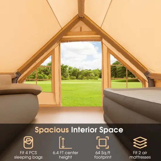 Inflatable Camping Tent 2/4/6 People Glamping Tent for Family Camping with Pump-Beige {6}