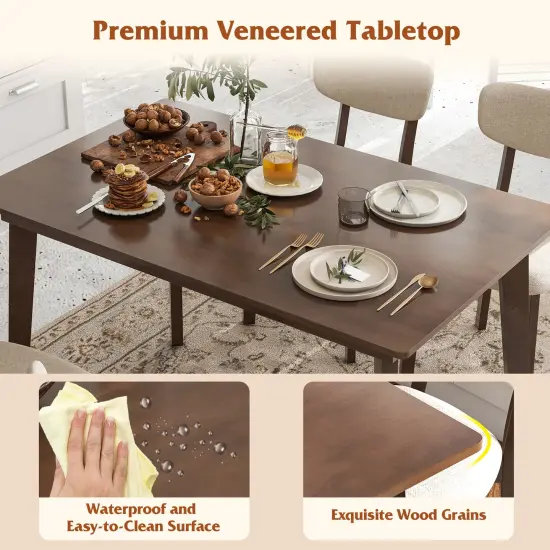 Brown Rubber Wood Dining Table with MDF Top, Sturdy, Spacious and Versatile {6}