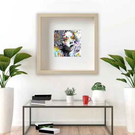 9.75x9.75 Birch Effect Deep Picture Frame with Acid-Free Mat &ndash; Front or Back Photo Display, Safe Plastic Front, Wall or Tabletop, Compatible with ALFTA Adhesive Hook {2}