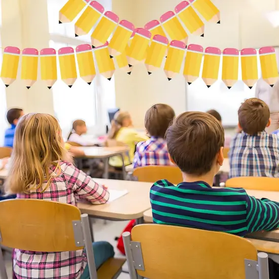 60 Pcs Welcome Back to School Pencil Banner(Yellow) {4}