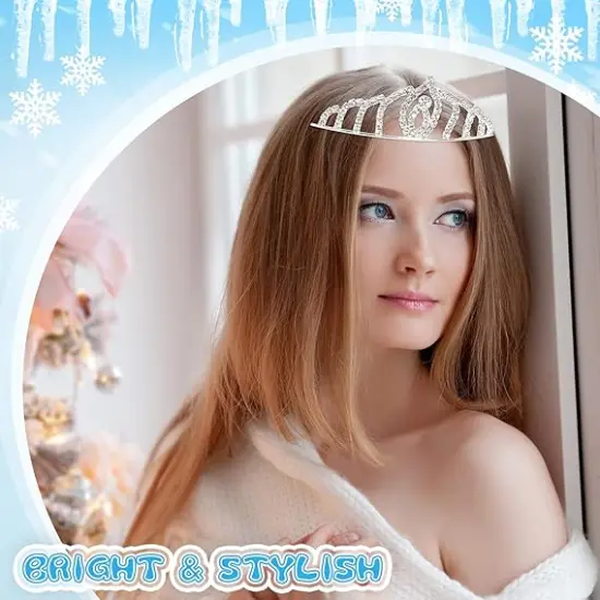 48 Pieces Girls Princess Crystal Tiara Crown, Silver Rhinestone Princess Crown, Tiaras for Girls Princess Bulk Queen Tiara Headband Hair Jewelry {5}