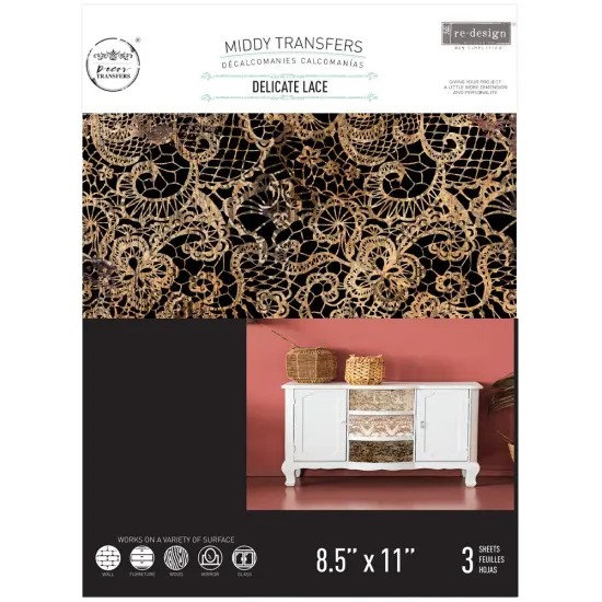 Middy Transfers&reg; - Delicate Lace - 3 sheets, 8.5"x11" {3}
