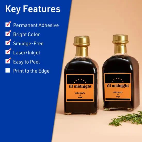 Avery Bright Orange Paper Labels, 2.5" x 2.5" Square {2}