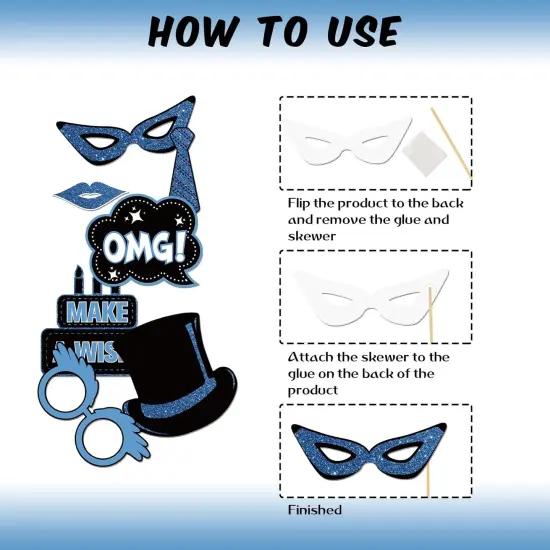 30 Pcs Blue Boys Men Birthday Photo Booth Props Kit {4}