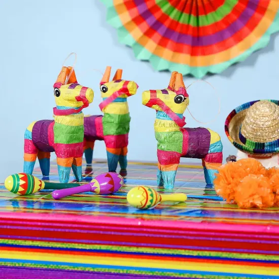 36 Pcs Mexican Fiesta Decor Include 12 Wooden Maracas Bulk 6 Mini Donkey Pi&ntilde;atas Mexican Theme Decorations for Maracas Party Favors Adults Cinco De Mayo Party Props {4}