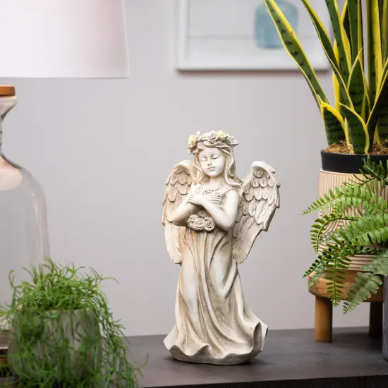 Northlight LED Lighted Standing Cherub Angel Statue - 12" Beige {5}