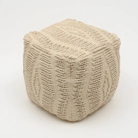 Geometric Handwoven Pouf 18"x18" - Decorative Pouf for Living Room, Bedroom, & Home D&eacute;cor {5}