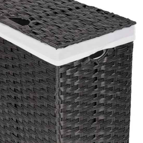 Seville Classics Handwoven Lidded Laundry Hamper Black {5}