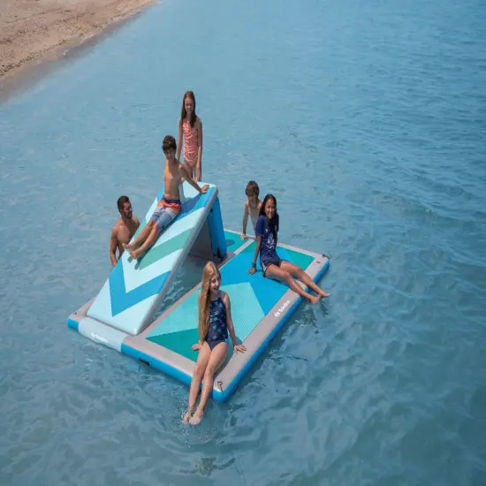 Swimline Inflatable Convertible Slide Dock Water Platform - 10' x 8' Blue {1}