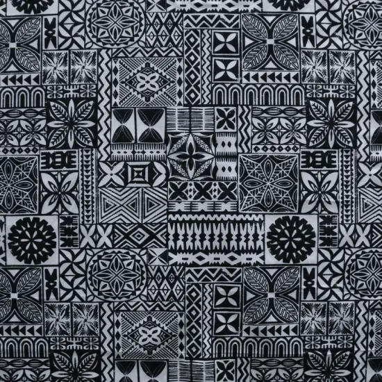 1 Yard Polynesian Tapa Print Peachskin Fabric for Cultural Crafts and Decorative Projects 60 Inch Width Black/White {1}