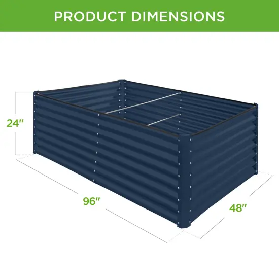 Best Choice Products 8x4x2ft Outdoor Metal Raised Garden Bed, Planter Box for Vegetables, Flowers, Herbs Navy {2}