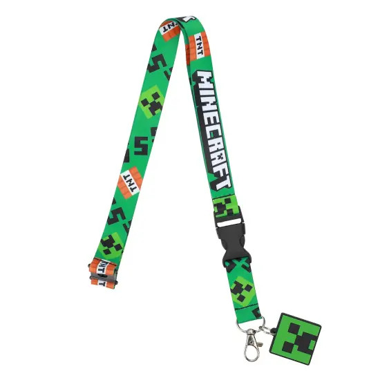 Minecraft Lanyard With Rubber Creeper Face Charm {3}