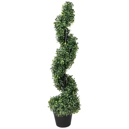 Northlight Two-Toned Boxwood Spiral Artificial Topiary Tree in Round Pot - 3' Green {3}