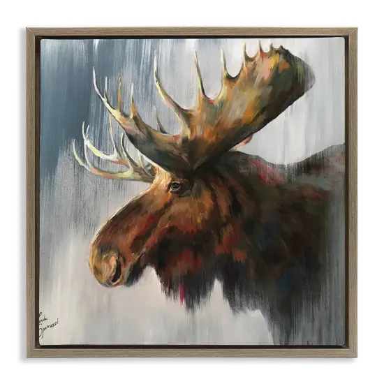 Stupell Industries Samuel Modern Moose Painting Floating Frame By Linda Sperruzzi {1}