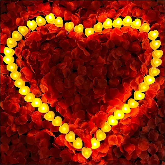7000 Pieces Artificial Rose Petals with 72 Pcs Flameless LED Candles {1}