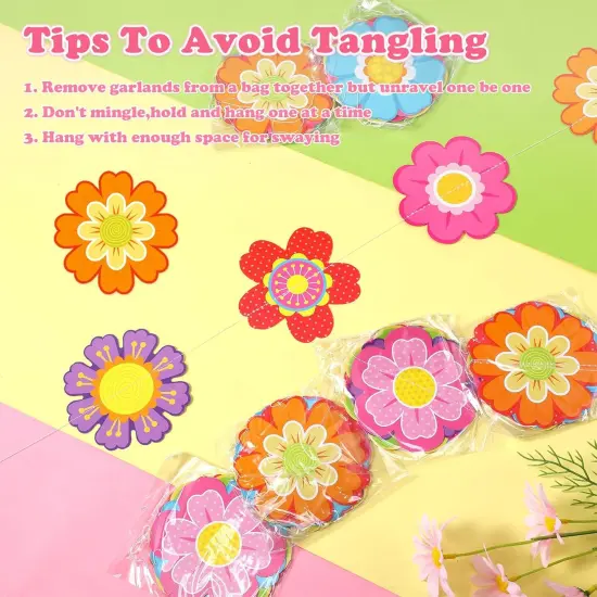 8 Pcs Summer Flower Party Decorations Colorful Flower Paper Garlands {3}