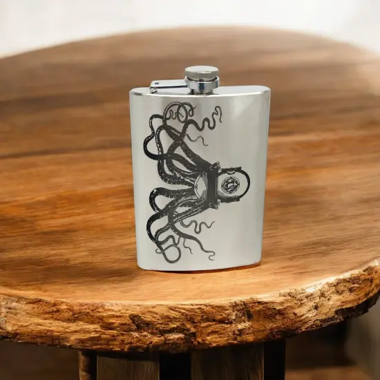 8oz Steampunk Octopus Stainless Steel Flask {5}