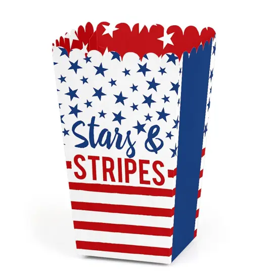 Big Dot of Happiness Stars & Stripes - Memorial Day, 4th of July and Labor Day USA Patriotic Party Favor Popcorn Treat Boxes - Set of 12 {1}