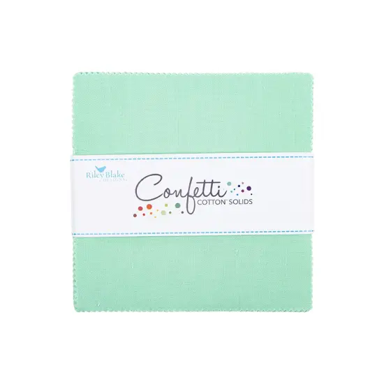 Confetti Cotton 5" Square Pack (Charm Pack / 5" Stacker) in Sweet Mint byfor Riley Blake (5-120-SWEETMINT-42) {1}